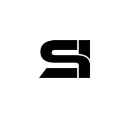 Initial 2 letter Logo Modern Simple Black SI