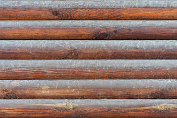 wall of natural wooden logs
