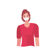 man with mask flat style icon vector design