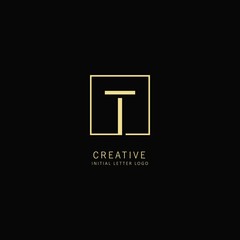 Creative Initial letter T Logo with Square Element, Design Vector Illustration for Company Identity