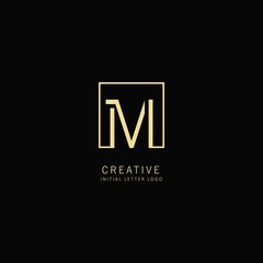 Creative Initial letter M Logo with Square Element, Design Vector Illustration for Company Identity