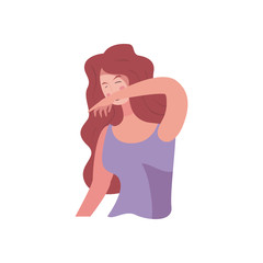 Woman sneezing flat style icon vector design