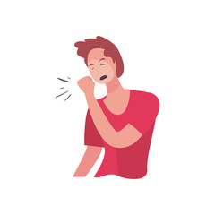 Man coughing flat style icon vector design