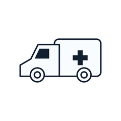 Ambulance with cross line style icon vector design
