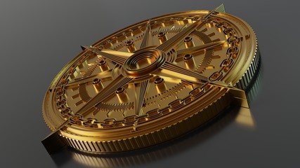 Abstract Gold compass Artwork (3D Render)
