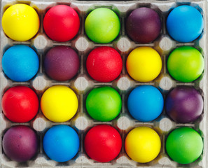 Easter festive multicolor eggs carton