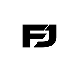 Initial 2 letter Logo Modern Simple Black FJ - obrazy, fototapety, plakaty