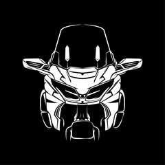 Hyper Adventure Touring Motorcycle silhouette on Black background. Can be used for printed on motorcycle club t-shirt, background, banner, posters, web, etc.
