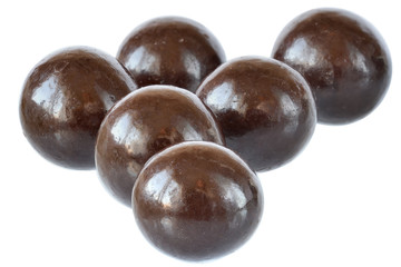 Chocolate balls close up isolated