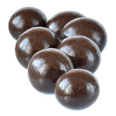 Chocolate balls close up isolated
