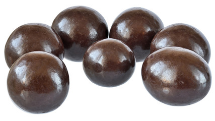Chocolate balls close up isolated