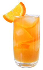 Cocktail with orange juice and ice cubes isolated