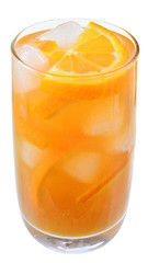 Cocktail with orange juice and ice cubes isolated