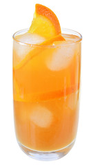 Cocktail with orange juice and ice cubes isolated