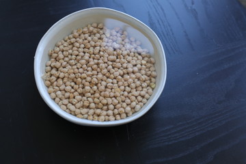 Chickpeas soaking in water