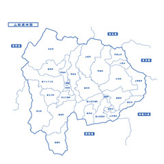 山梨県地図 シンプル白地図 市区町村