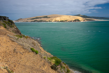 Fototapeta premium The view of sand dunes near Opononi, New Zealand
