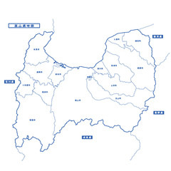 富山県地図 シンプル白地図 市区町村