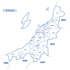 新潟県地図 シンプル白地図 市区町村