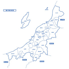 新潟県地図 シンプル白地図 市区町村