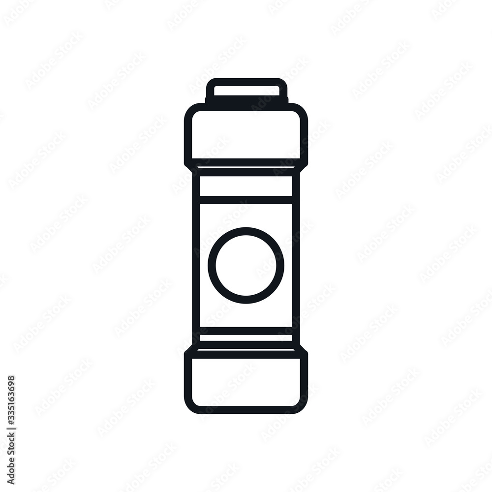 Poster detergent bottle line style icon vector design