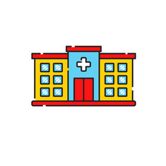 Hospital building icon in linear color style isolated on white background 