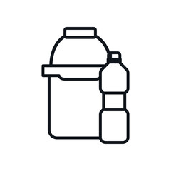 bucket and detergent bottle line style icon vector design