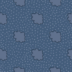 Geometric cloudy texture wallpaper. Hand drawn cloud sky seamless pattern on dots background.