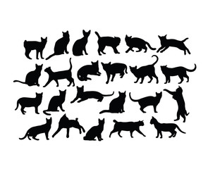 Cat Activity Silhouettes, art vector design
