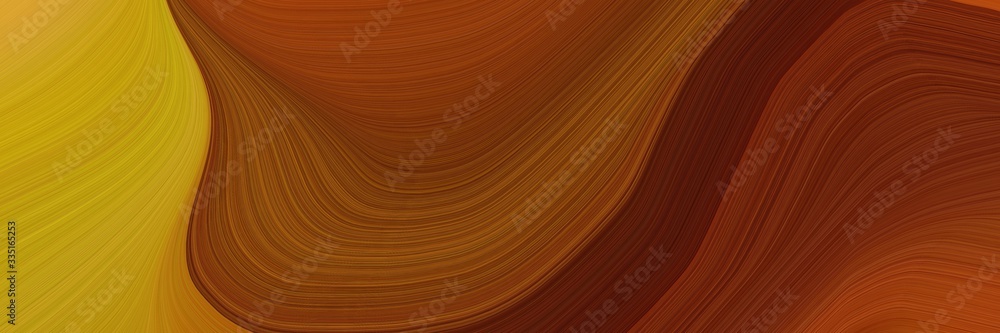 Poster abstract decorative header design with chocolate, golden rod and dark golden rod colors. dynamic curved lines with fluid flowing waves and curves