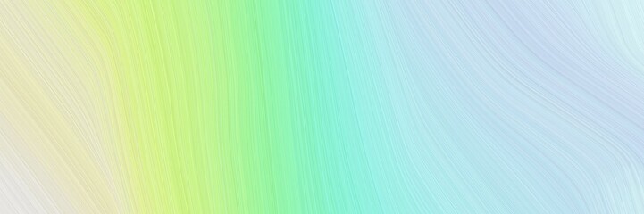 Obraz premium abstract surreal horizontal banner with powder blue, tea green and khaki colors. elegant curved lines with fluid flowing waves and curves