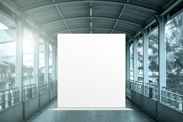 Blank billboard in railway station, mock up