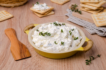 Traditional soft cheese with thyme