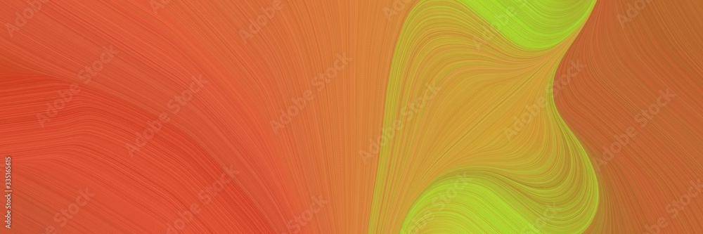 Poster abstract colorful header design with coffee, peru and yellow green colors. dynamic curved lines with fluid flowing waves and curves