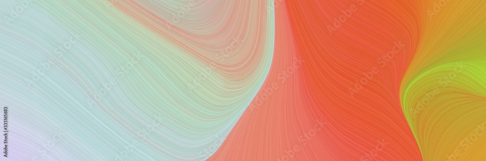 Poster abstract moving designed horizontal header with pastel gray, bronze and pastel red colors. dynamic curved lines with fluid flowing waves and curves