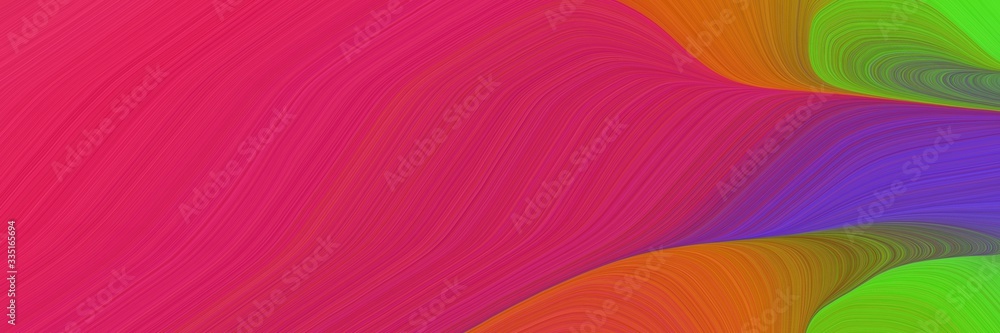 Poster abstract artistic designed horizontal header with moderate pink, crimson and moderate green colors. dynamic curved lines with fluid flowing waves and curves