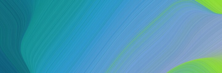 abstract surreal horizontal header with steel blue, dark gray and moderate green colors. dynamic curved lines with fluid flowing waves and curves