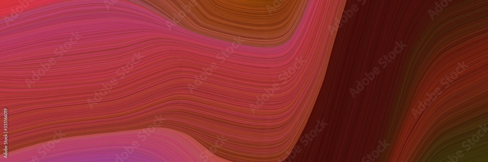 Poster abstract decorative designed horizontal banner with sienna, very dark red and dark red colors. elegant curved lines with fluid flowing waves and curves