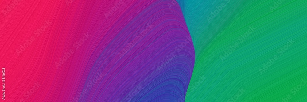 Poster abstract modern header with dark magenta, medium violet red and dark cyan colors. elegant curved lines with fluid flowing waves and curves