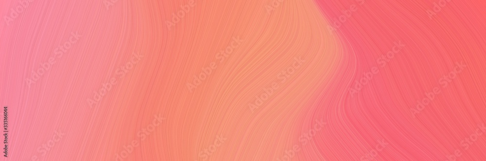 Poster abstract decorative banner design with salmon, light coral and pastel red colors. elegant curved lin