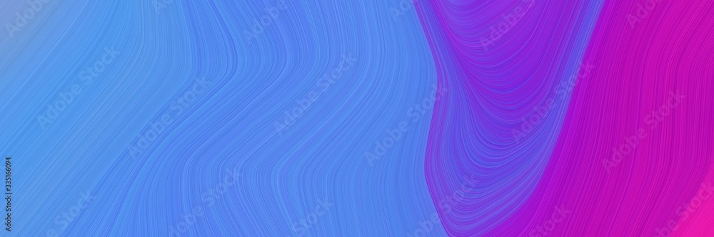 Poster abstract surreal header design with corn flower blue, blue violet and medium violet red colors. elegant curved lines with fluid flowing waves and curves