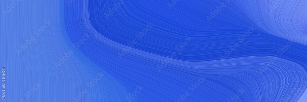 Poster abstract flowing header design with royal blue, corn flower blue and strong blue colors. dynamic curved lines with fluid flowing waves and curves