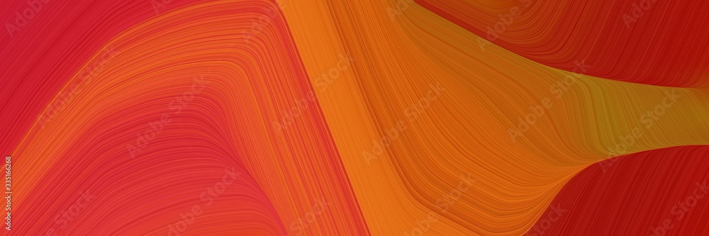 Poster abstract moving horizontal banner with coffee, firebrick and saddle brown colors. elegant curved lines with fluid flowing waves and curves