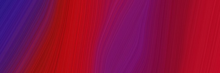 abstract dynamic horizontal banner with dark pink, firebrick and indigo colors. dynamic curved lines with fluid flowing waves and curves