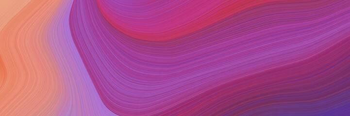 abstract colorful horizontal banner with antique fuchsia, dark salmon and dark slate blue colors. dynamic curved lines with fluid flowing waves and curves