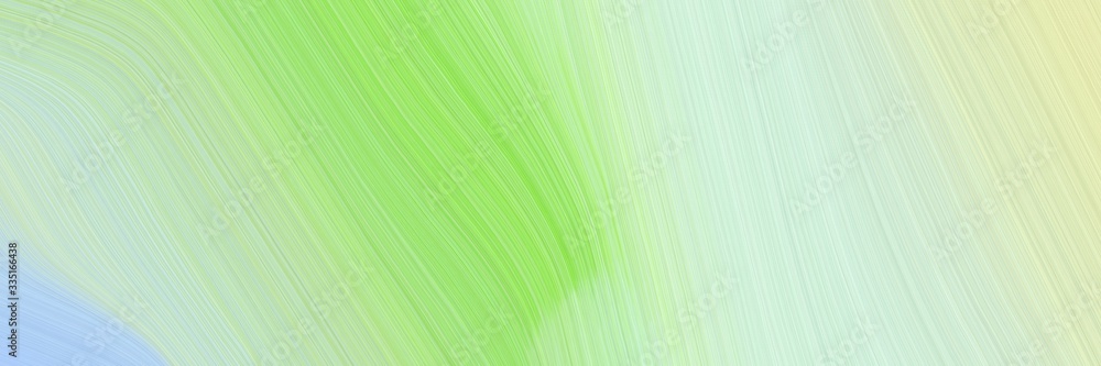Poster abstract colorful header design with tea green, light green and yellow green colors. dynamic curved lines with fluid flowing waves and curves