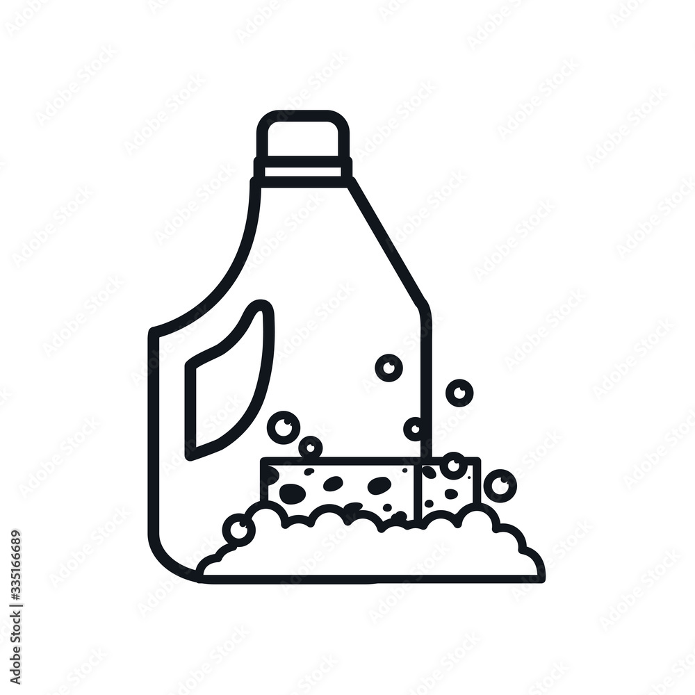 Aufkleber sponge with soap and detergent bottle line style icon vector design