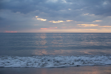 Local public beach during sunset