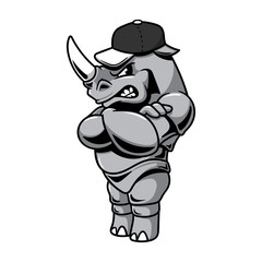 Cartoon Rhinoceros Wearing Hat Illustration