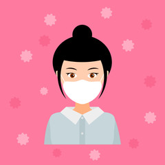 girl in medical mask to protect from viruses. vector illustration.